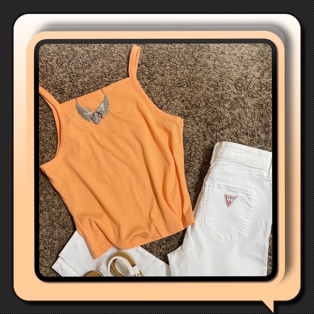 NWT Peachy/Orange Ribbed Tank Too
